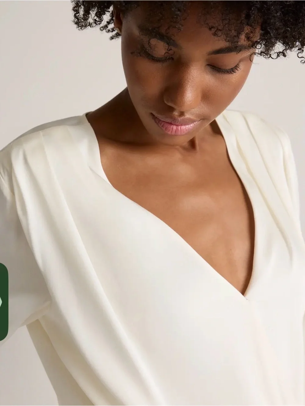 Quince Washable Silk Surplice | Size Medium | Cream - Picture 2 of 6